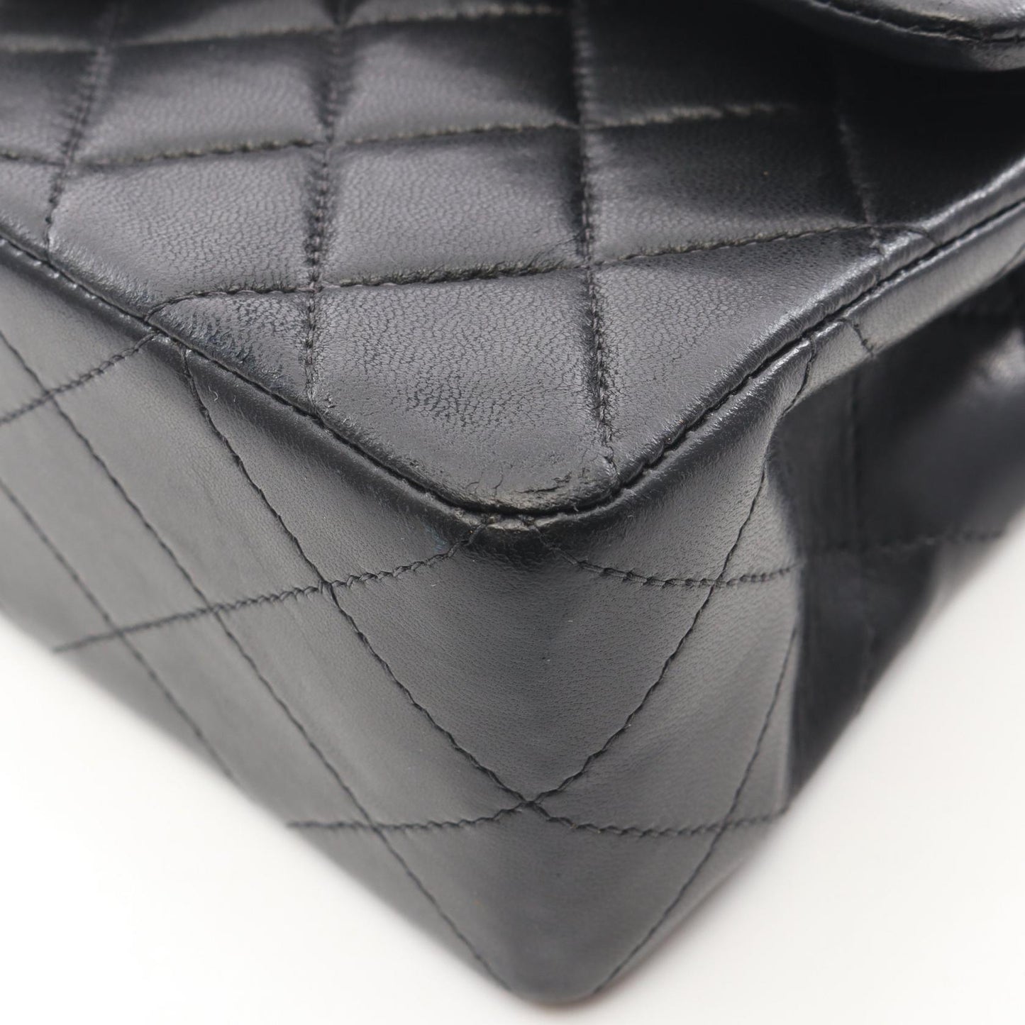 マトラッセ Wフラップ Wチェーンショルダーバッグ ラムスキン ブラック シルバー金具 シャネル バッグ CHANEL