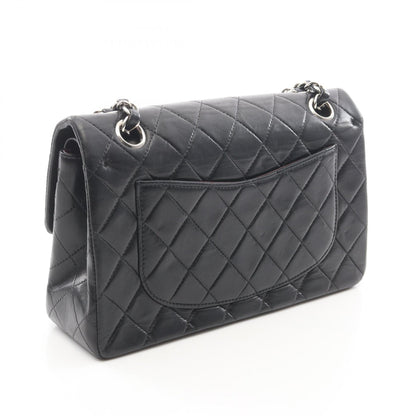 マトラッセ Wフラップ Wチェーンショルダーバッグ ラムスキン ブラック シルバー金具 シャネル バッグ CHANEL