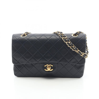 マトラッセ Wフラップ Wチェーンショルダーバッグ ラムスキン ダークネイビー ゴールド金具 シャネル バッグ CHANEL
