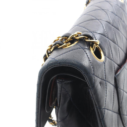 マトラッセ Wフラップ Wチェーンショルダーバッグ ラムスキン ダークネイビー ゴールド金具 シャネル バッグ CHANEL