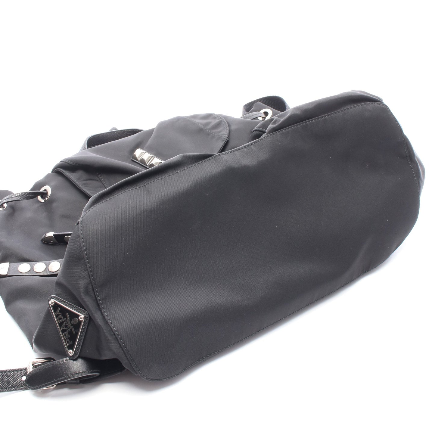 NEW VELA スタッズ バックパック リュックサック ナイロン レザー ブラック レッド プラダ バッグ PRADA