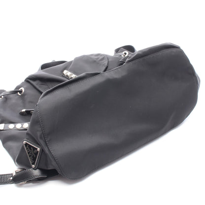NEW VELA スタッズ バックパック リュックサック ナイロン レザー ブラック レッド プラダ バッグ PRADA
