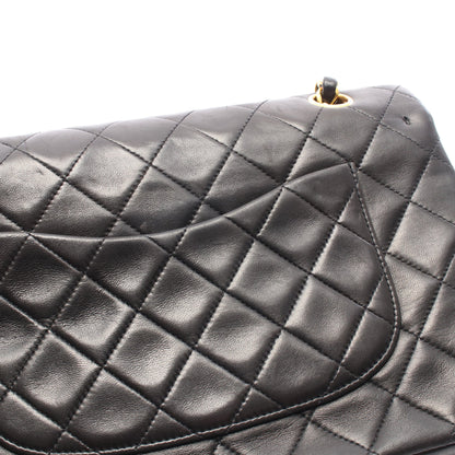 マトラッセ Wフラップ Wチェーンショルダーバッグ ラムスキン ブラック ゴールド金具 ヴィンテージ シャネル バッグ CHANEL