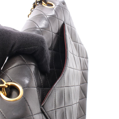 マトラッセ Wフラップ Wチェーンショルダーバッグ ラムスキン ブラック ゴールド金具 ヴィンテージ シャネル バッグ CHANEL