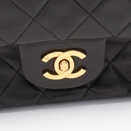 マトラッセ Wフラップ Wチェーンショルダーバッグ ラムスキン ブラック ゴールド金具 ヴィンテージ シャネル バッグ CHANEL