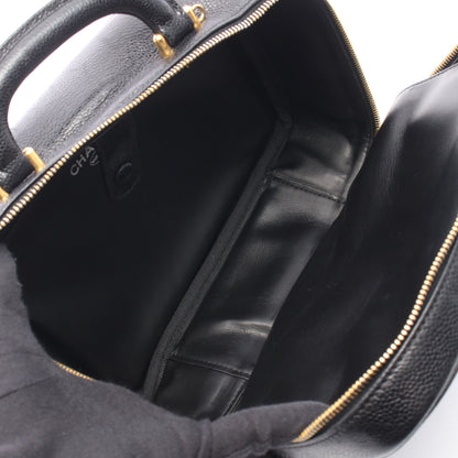 ココマーク 2WAY バニティバッグ ハンドバッグ キャビアスキン ブラック ゴールド金具 シャネル