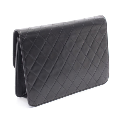 マトラッセ プッシュロック チェーンショルダーバッグ ラムスキン ブラック ゴールド金具 シャネル バッグ CHANEL