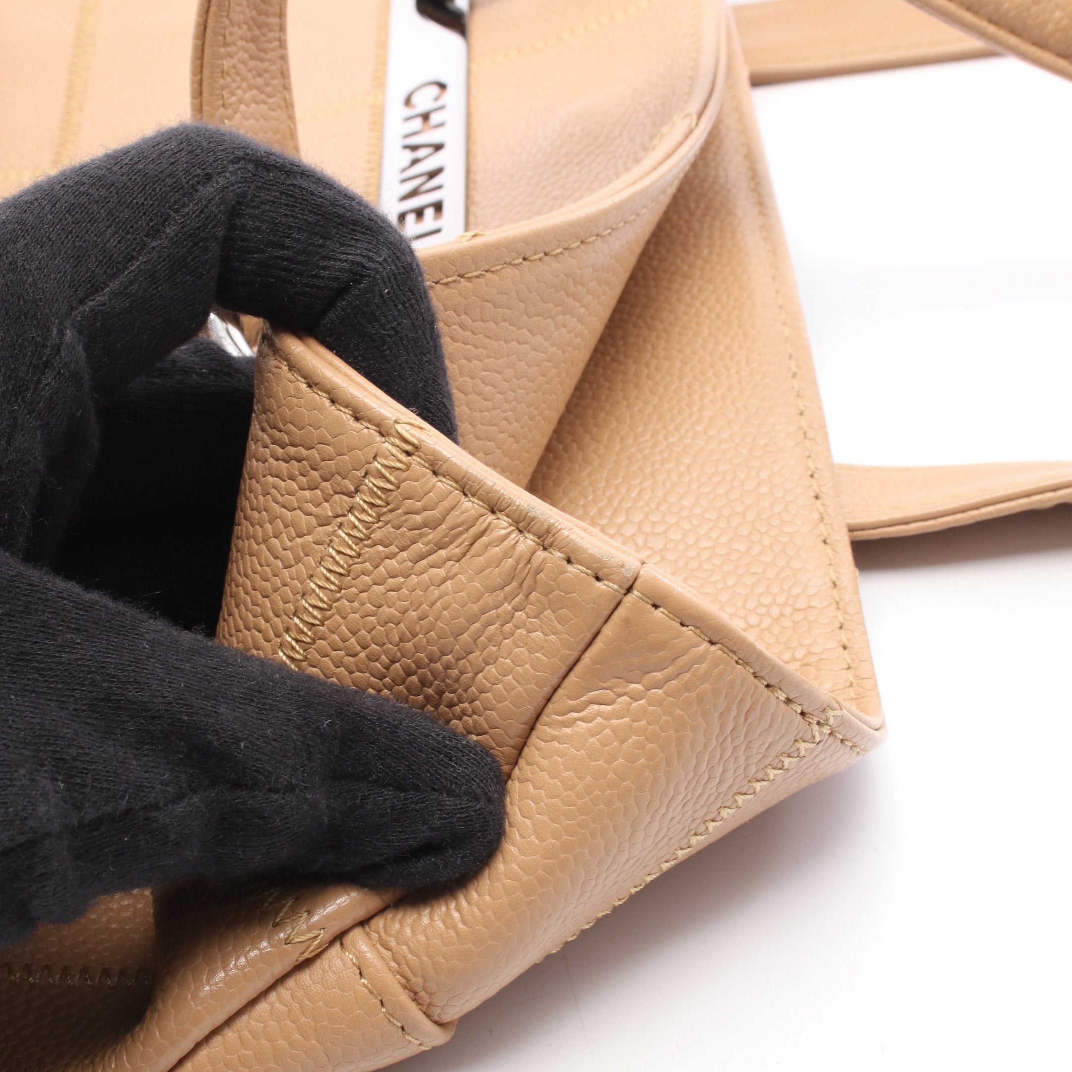 チョコバー ショルダーバッグ トートバッグ キャビアスキン ベージュ