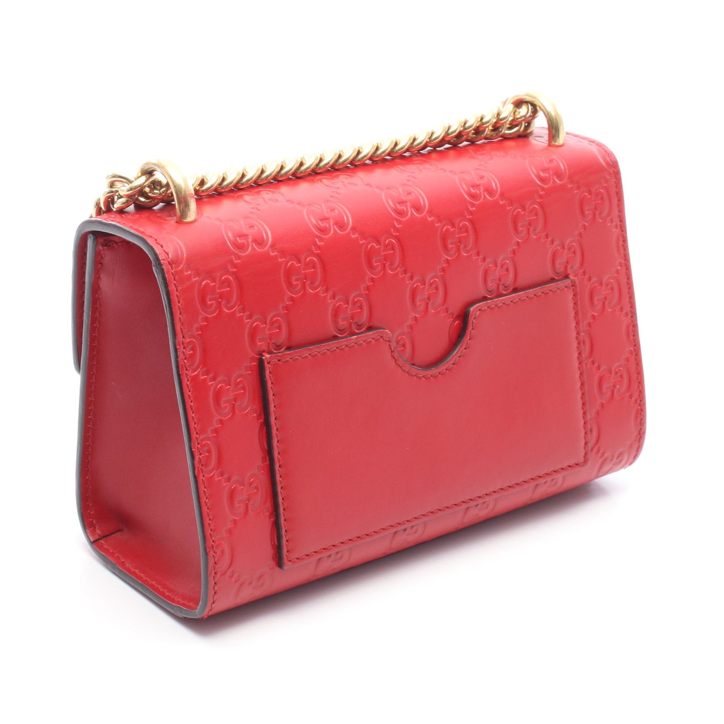パドロック スモール グッチシマ チェーンショルダーバッグ レザー レッド グッチ バッグ GUCCI