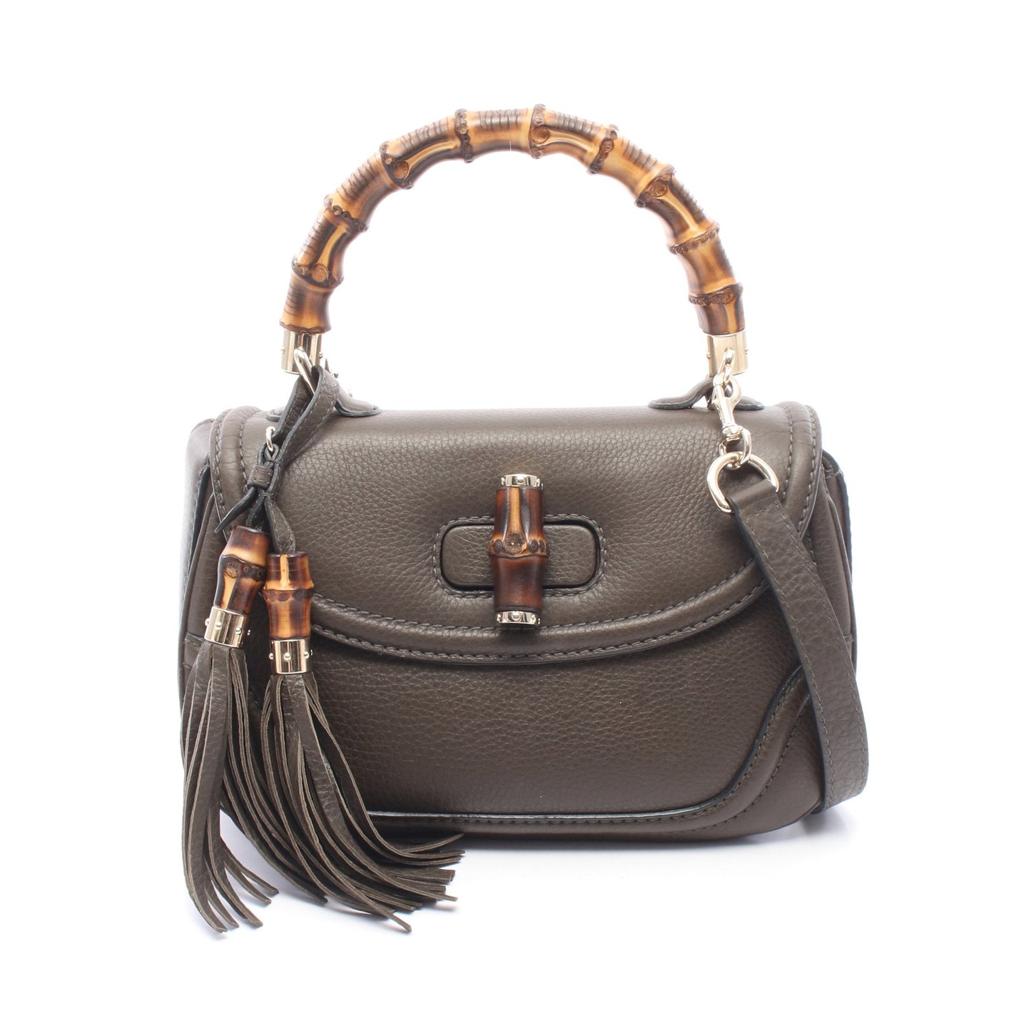 ニューバンブー 2WAY ハンドバッグ レザー カーキブラウン グッチ バッグ GUCCI