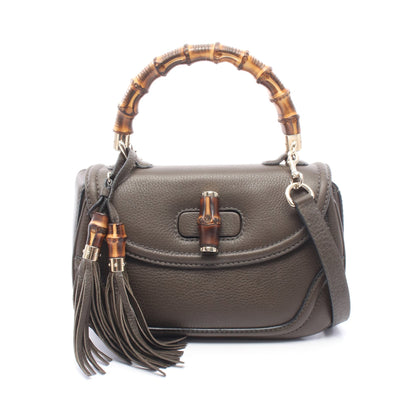 ニューバンブー 2WAY ハンドバッグ レザー カーキブラウン グッチ バッグ GUCCI