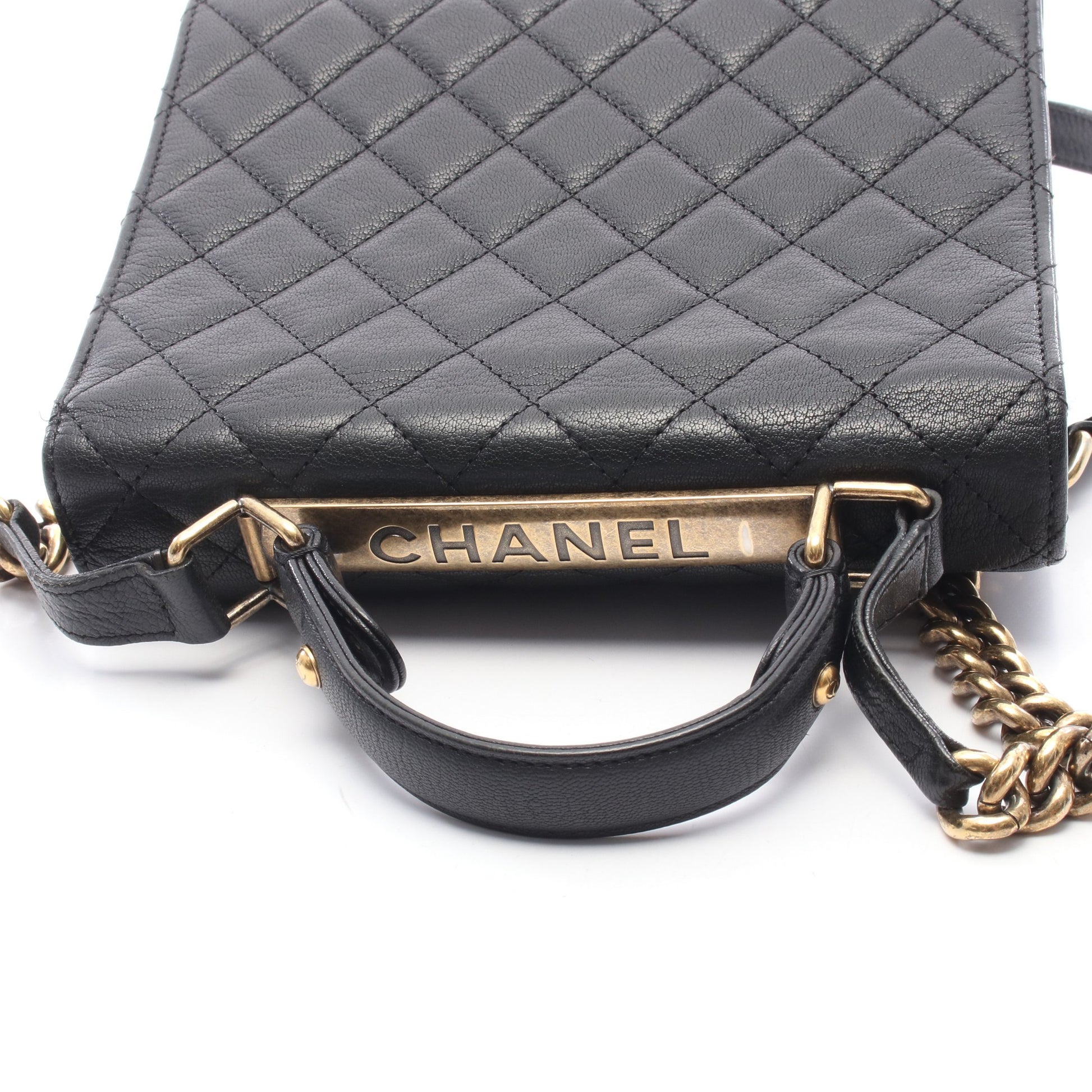 2.55 マトラッセ 2WAY チェーンショルダーバッグ レザー ブラック ゴールド金具 シャネル バッグ CHANEL