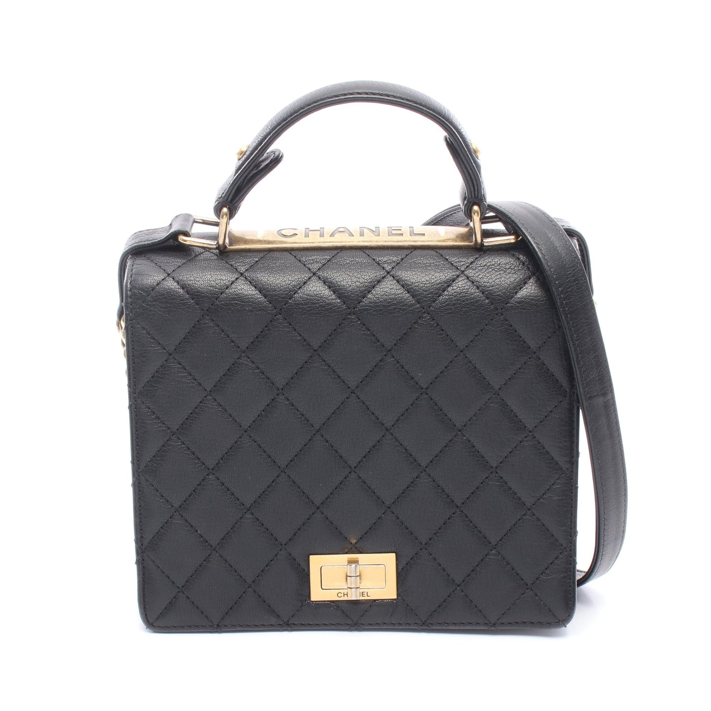 2.55 マトラッセ 2WAY チェーンショルダーバッグ レザー ブラック ゴールド金具 シャネル バッグ CHANEL