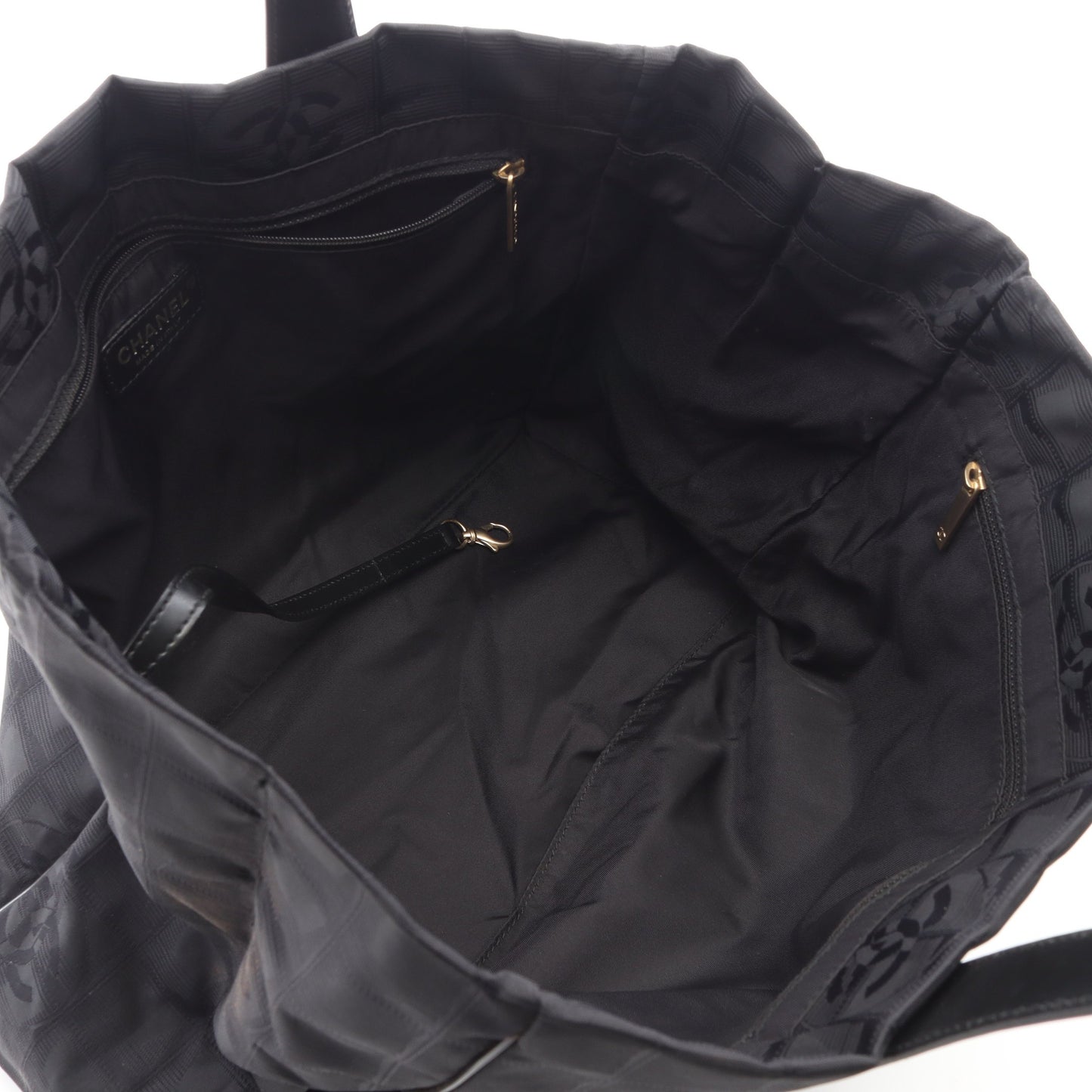 ニュートラベルラインMM ハンドバッグ トートバッグ ナイロンキャンバス レザー ブラック ゴールド金具 シャネル バッグ CHANEL