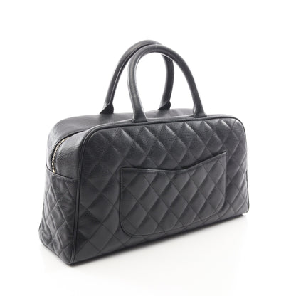 マトラッセ ハンドバッグ ミニボストンバッグ キャビアスキン ブラック ゴールド金具 シャネル