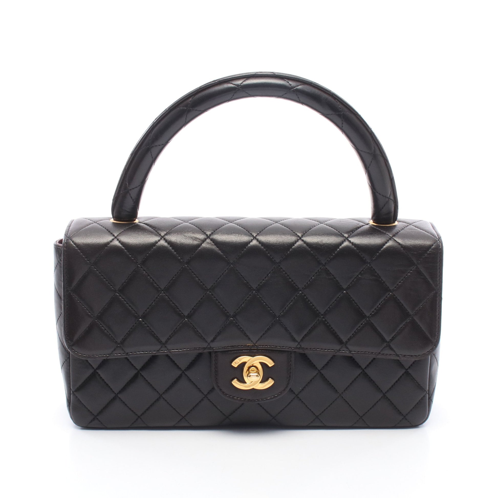 マトラッセ 親子バッグ ハンドバッグ ラムスキン ブラック ゴールド金具 ヴィンテージ シャネル バッグ CHANEL