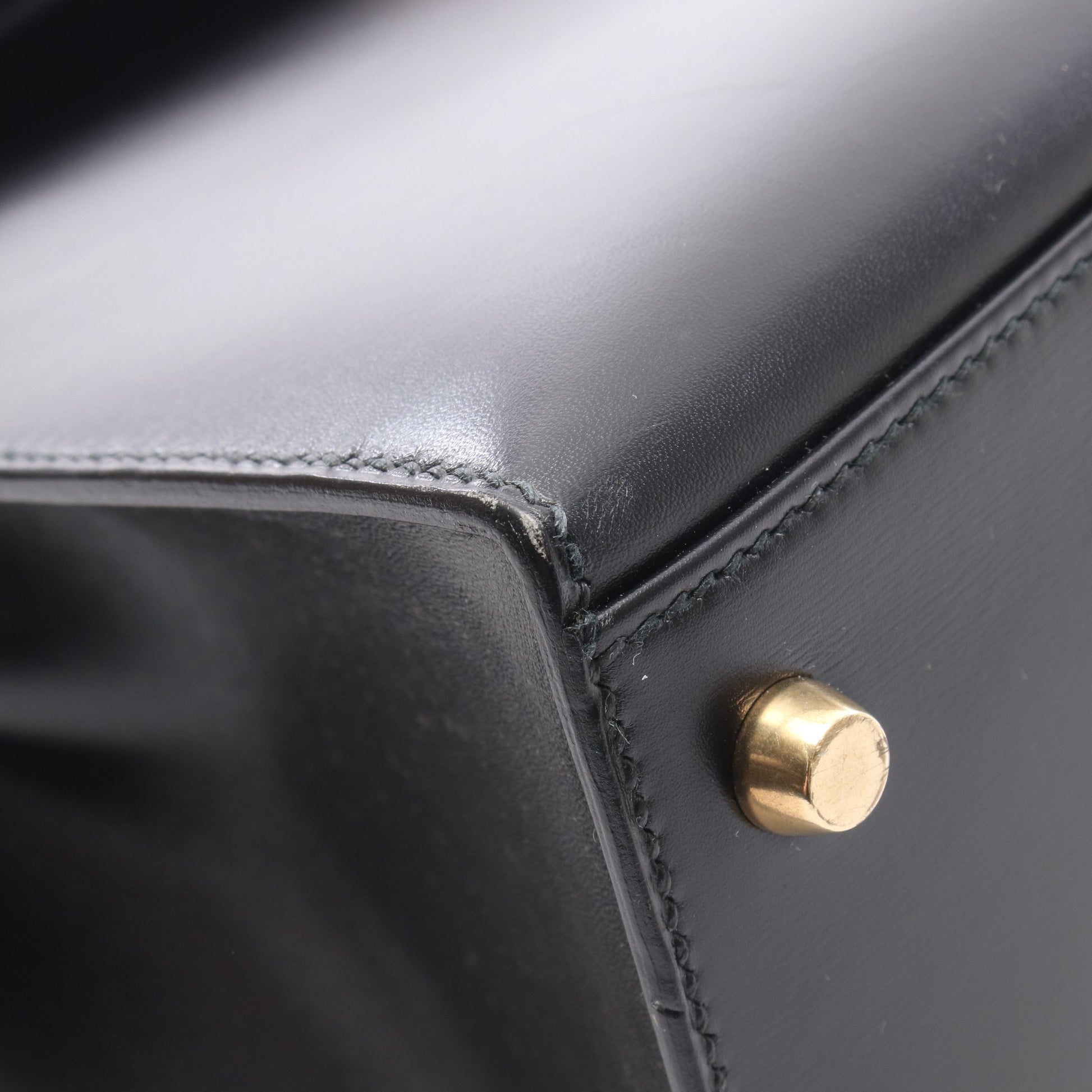 ケリー32 外縫い 2WAY ハンドバッグ ボックスカーフ ブラック ゴールド金具 ○W刻印 エルメス バッグ HERMES