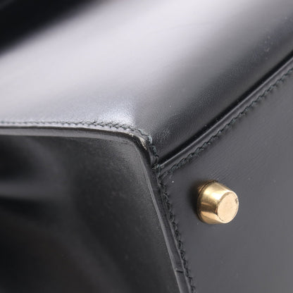 ケリー32 外縫い 2WAY ハンドバッグ ボックスカーフ ブラック ゴールド金具 ○W刻印 エルメス バッグ HERMES