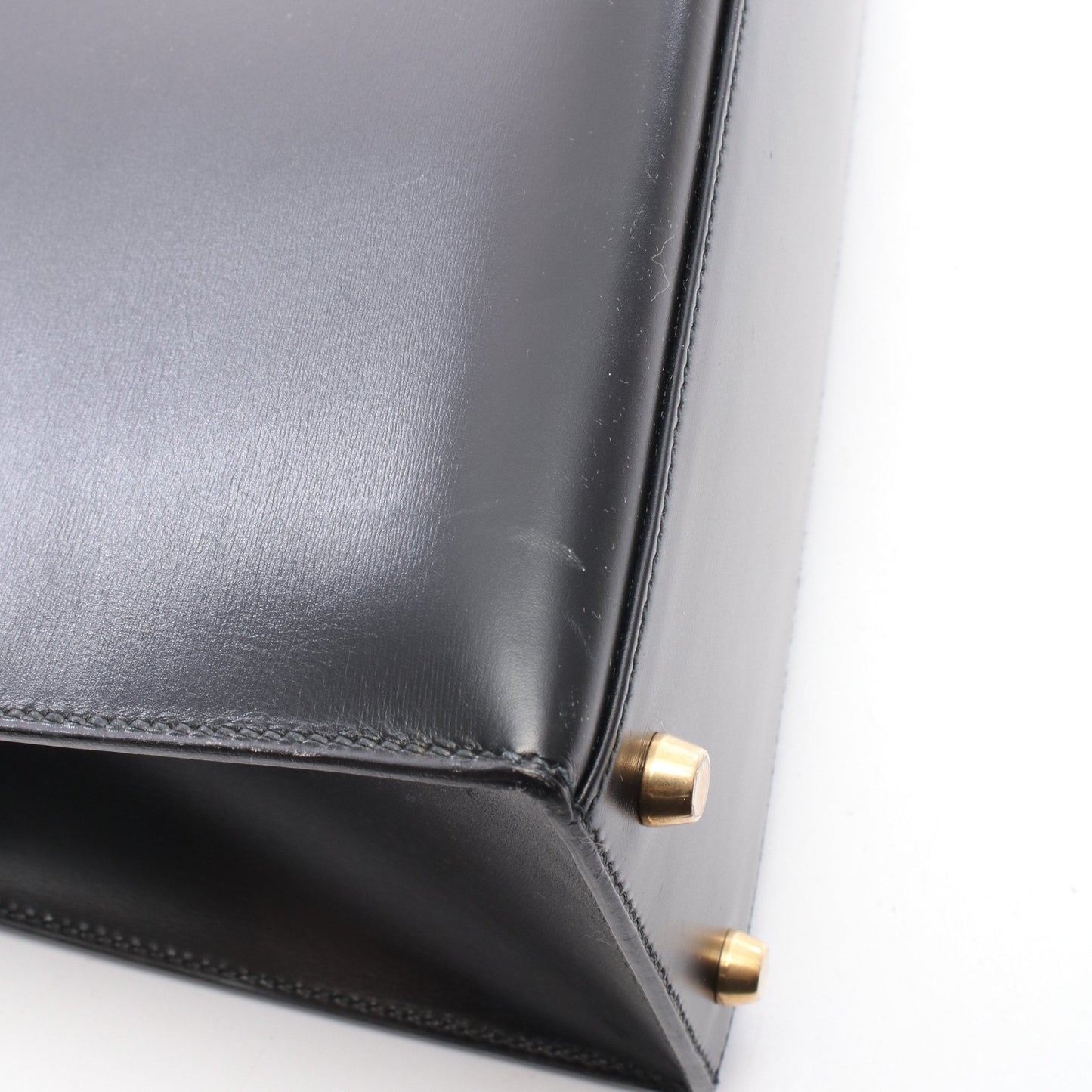 ケリー32 外縫い 2WAY ハンドバッグ ボックスカーフ ブラック ゴールド金具 ○W刻印 エルメス バッグ HERMES