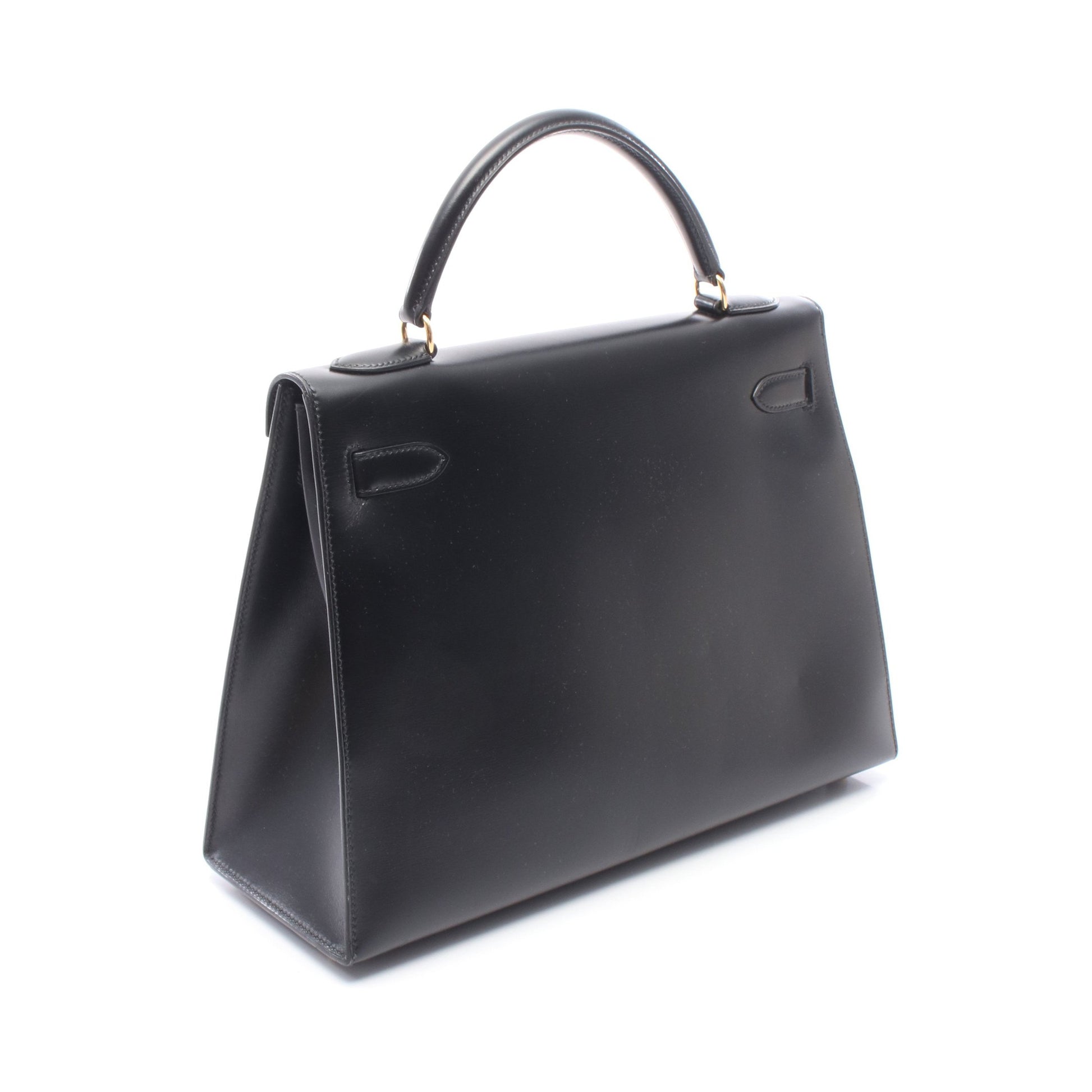 ケリー32 外縫い 2WAY ハンドバッグ ボックスカーフ ブラック ゴールド金具 ○W刻印 エルメス バッグ HERMES