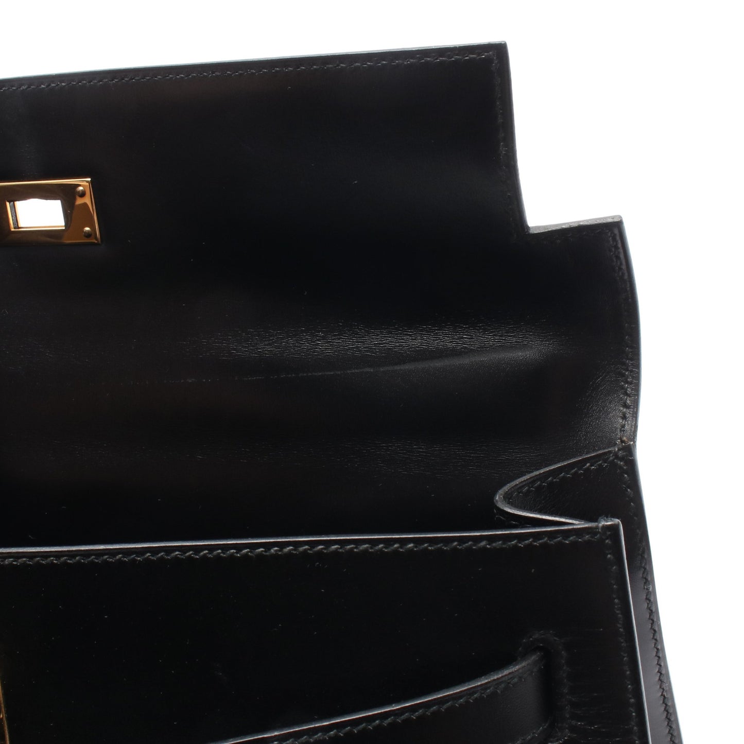 ケリー32 外縫い 2WAY ハンドバッグ ボックスカーフ ブラック ゴールド金具 ○W刻印 エルメス バッグ HERMES