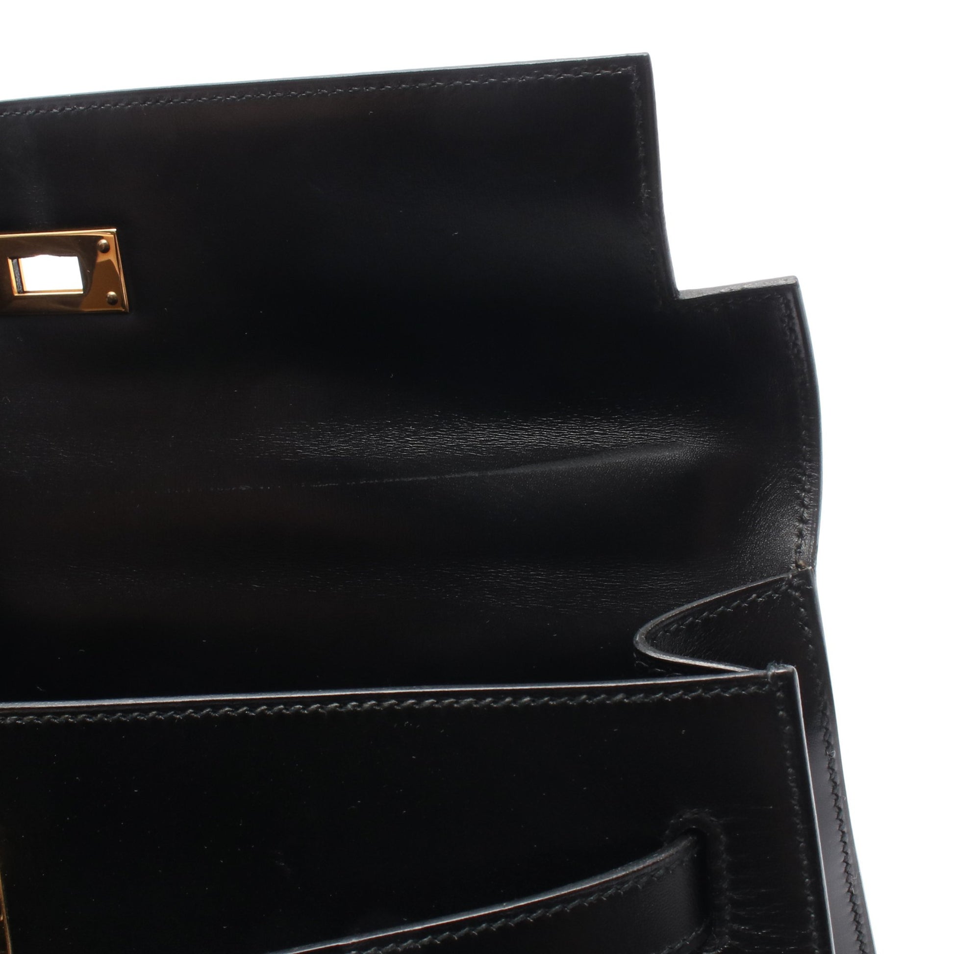 ケリー32 外縫い 2WAY ハンドバッグ ボックスカーフ ブラック ゴールド金具 ○W刻印 エルメス バッグ HERMES