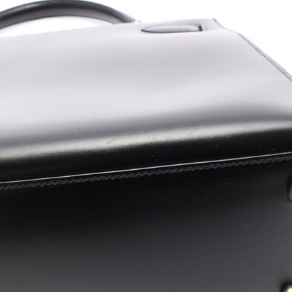 ケリー32 外縫い 2WAY ハンドバッグ ボックスカーフ ブラック ゴールド金具 ○W刻印 エルメス バッグ HERMES