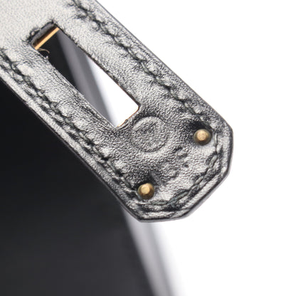 ケリー32 外縫い 2WAY ハンドバッグ ボックスカーフ ブラック ゴールド金具 ○W刻印 エルメス バッグ HERMES