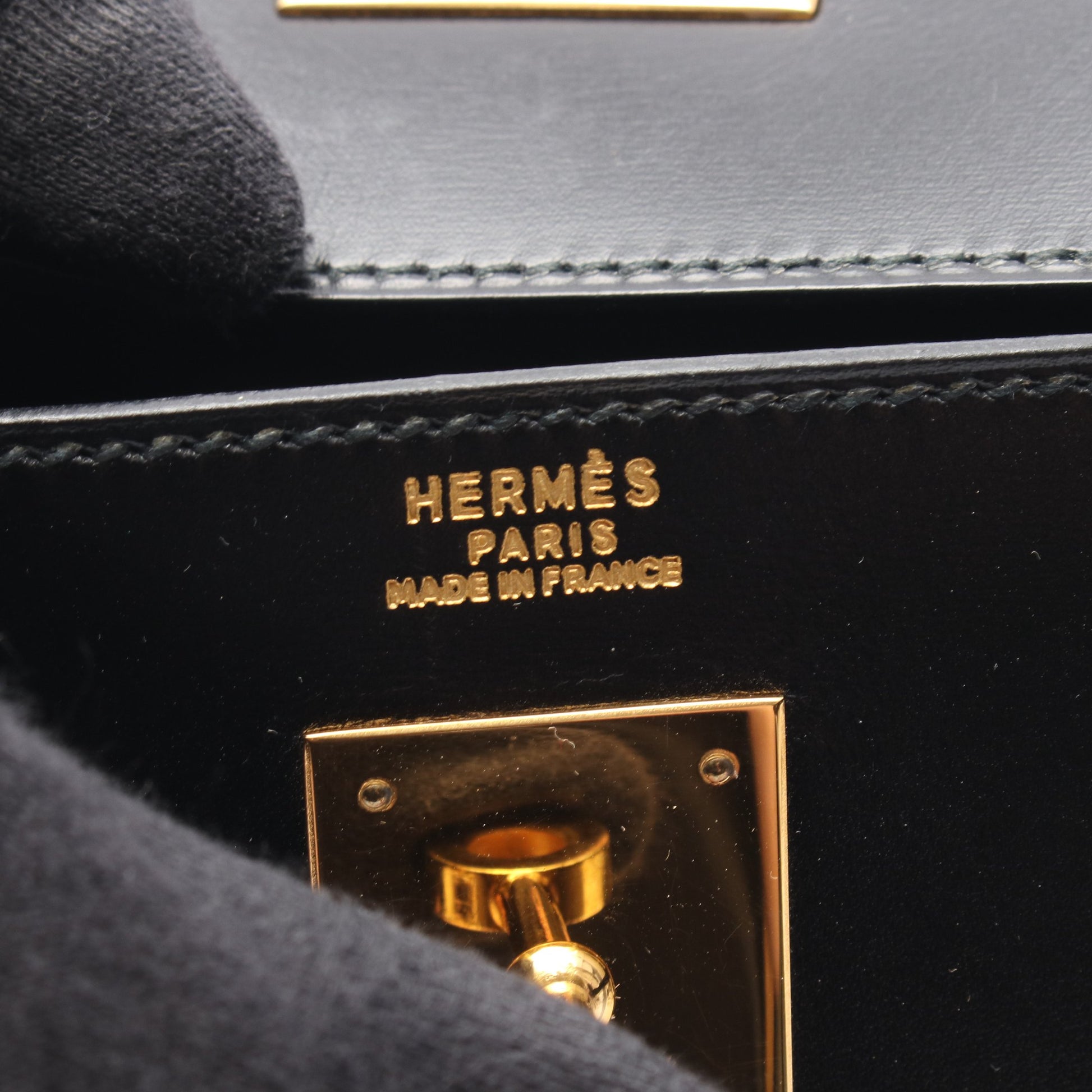 ケリー32 外縫い 2WAY ハンドバッグ ボックスカーフ ブラック ゴールド金具 ○W刻印 エルメス バッグ HERMES