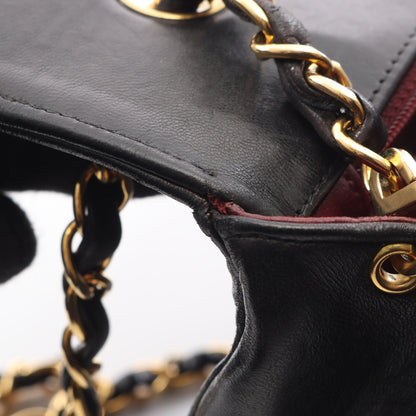 マトラッセ ダイアナフラップ チェーンショルダーバッグ ラムスキン ブラック ゴールド金具 シャネル バッグ CHANEL