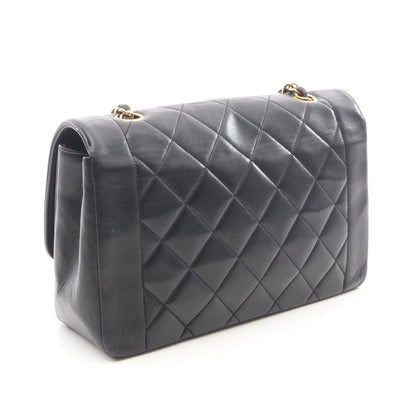 マトラッセ ダイアナフラップ チェーンショルダーバッグ ラムスキン ブラック ゴールド金具 シャネル バッグ CHANEL