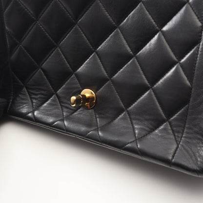 マトラッセ ダイアナフラップ チェーンショルダーバッグ ラムスキン ブラック ゴールド金具 シャネル バッグ CHANEL