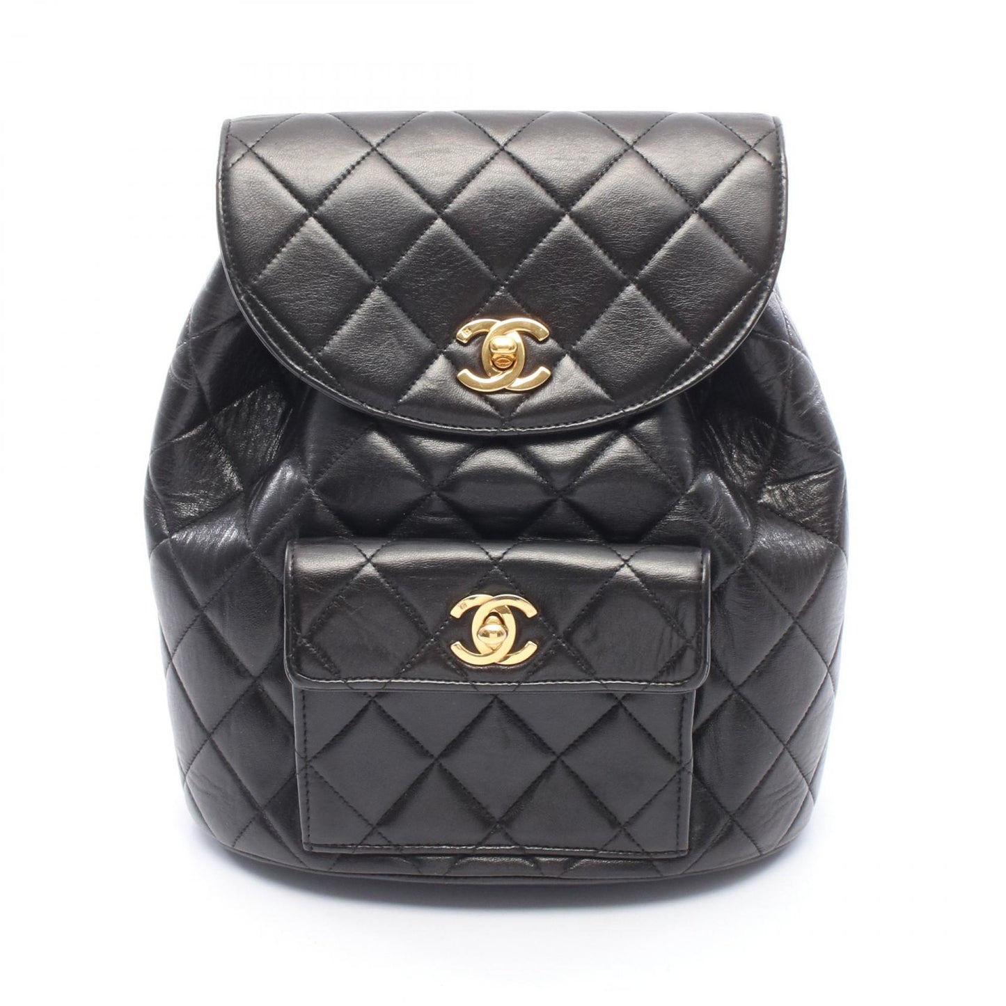 マトラッセ ターンロック チェーン バックパック リュックサック ラムスキン ブラック ゴールド金具 シャネル バッグ CHANEL