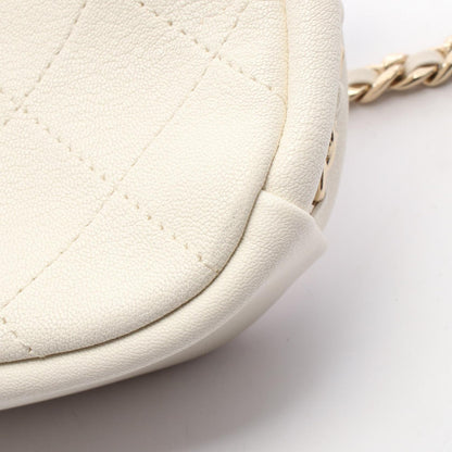 マトラッセ カメラバッグ チェーンショルダーバッグ レザー オフホワイト ゴールド金具 シャネル バッグ CHANEL