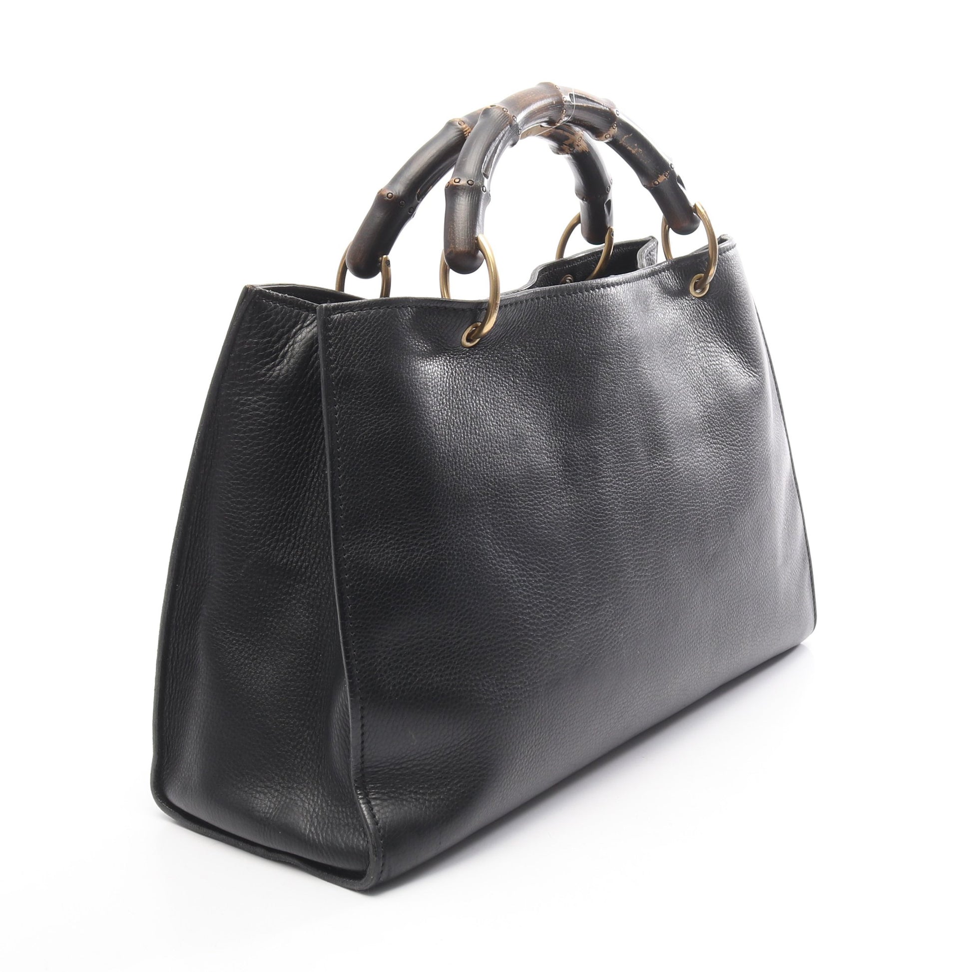バンブー ハンドバッグ レザー ブラック グッチ バッグ GUCCI