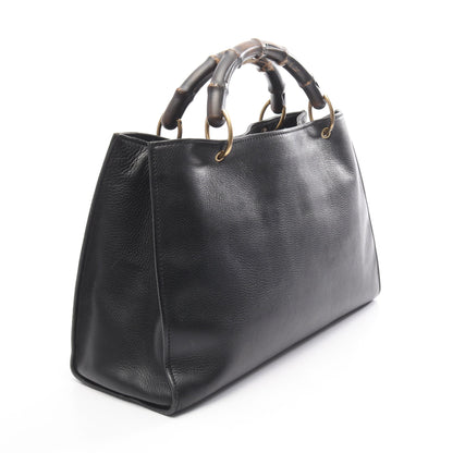 バンブー ハンドバッグ レザー ブラック グッチ バッグ GUCCI
