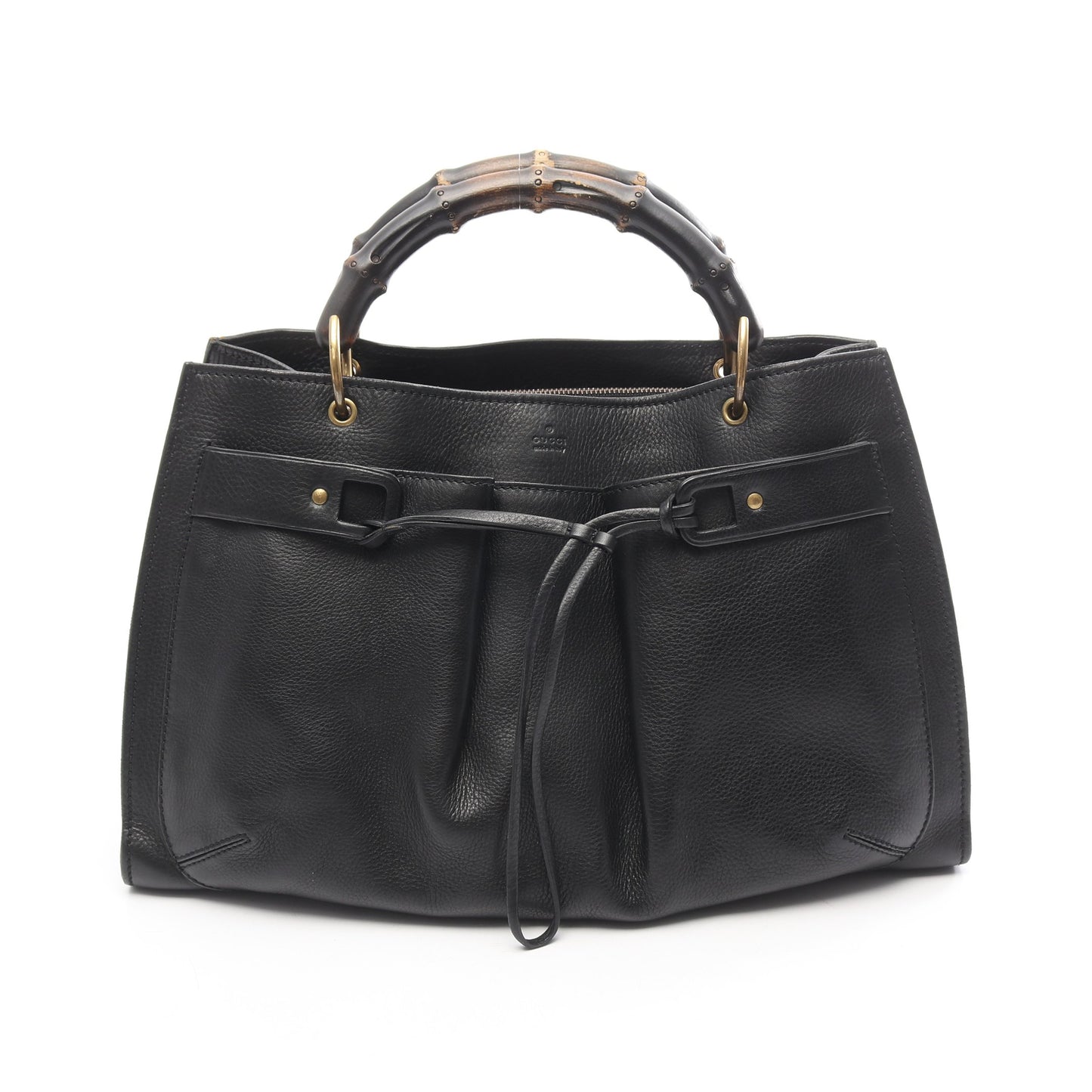 バンブー ハンドバッグ レザー ブラック グッチ バッグ GUCCI