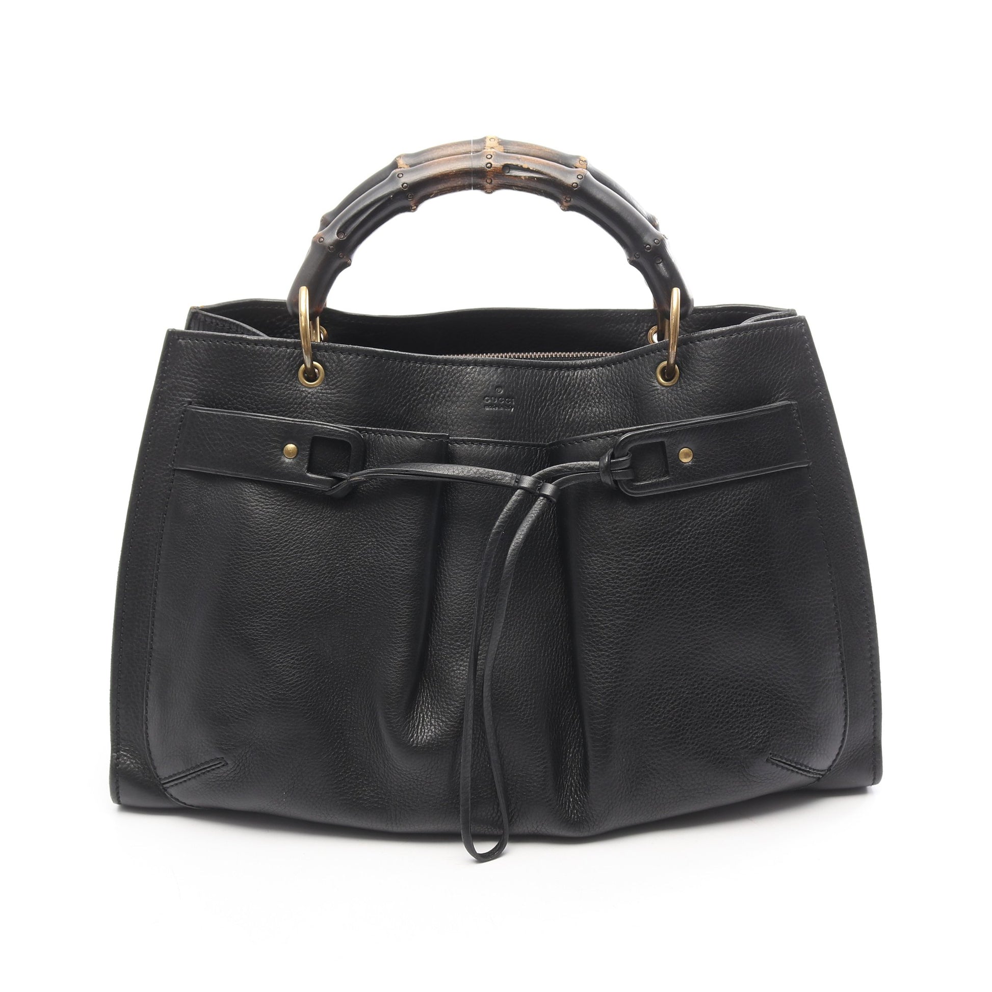 バンブー ハンドバッグ レザー ブラック グッチ バッグ GUCCI