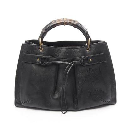 バンブー ハンドバッグ レザー ブラック グッチ バッグ GUCCI