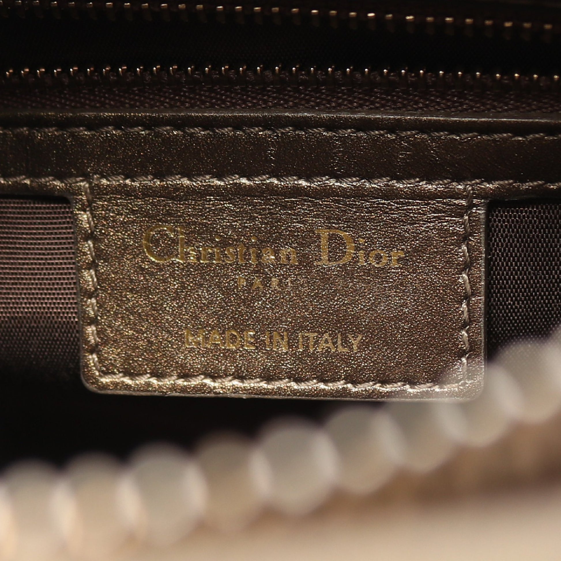カナージュ ショルダーバッグ コーティングキャンバス レザー ダークブラウン ゴールド クリスチャンディオール バッグ Christian Dior