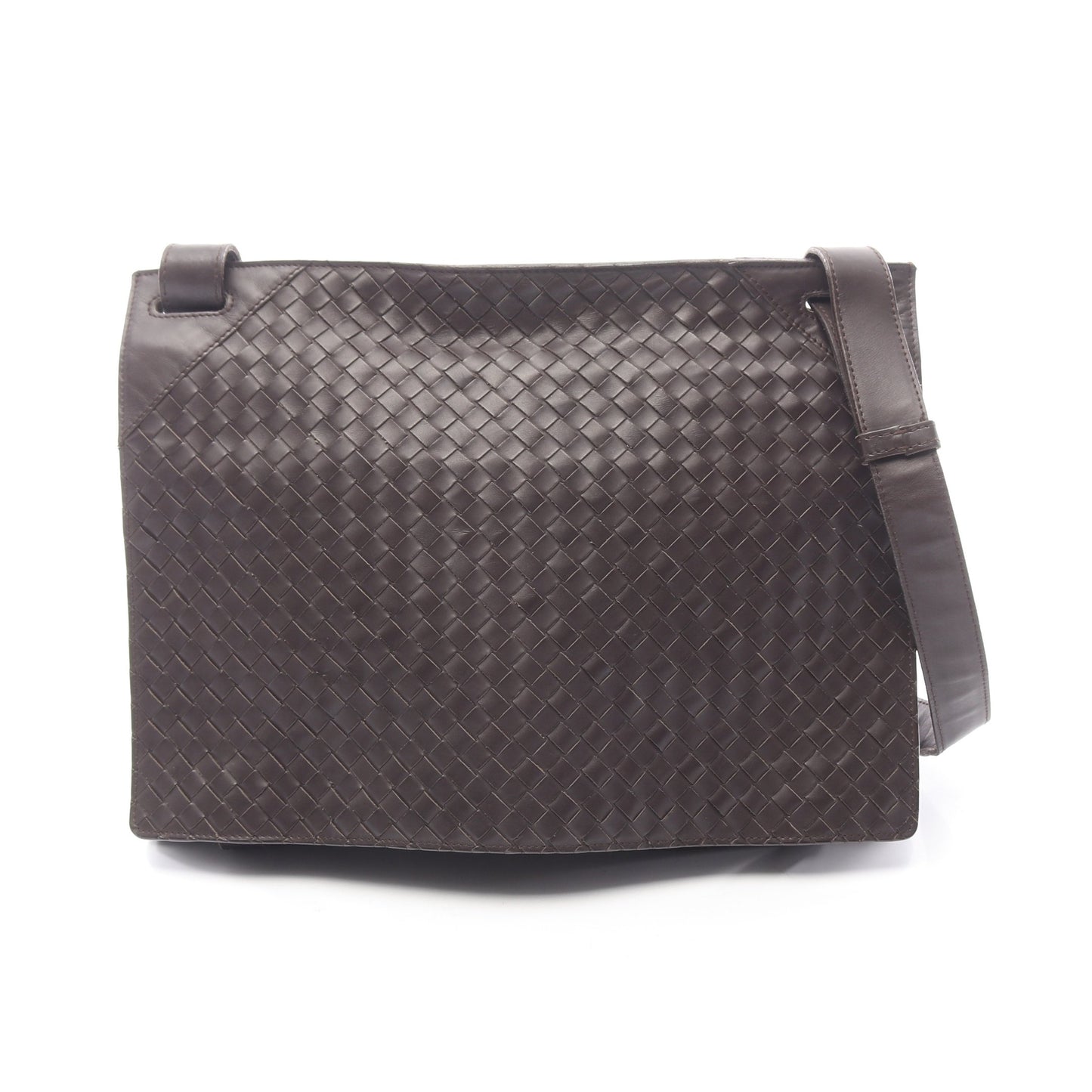 イントレチャート メッセンジャーバッグ ショルダーバッグ レザー ダークブラウン ボッテガヴェネタ バッグ BOTTEGA VENETA