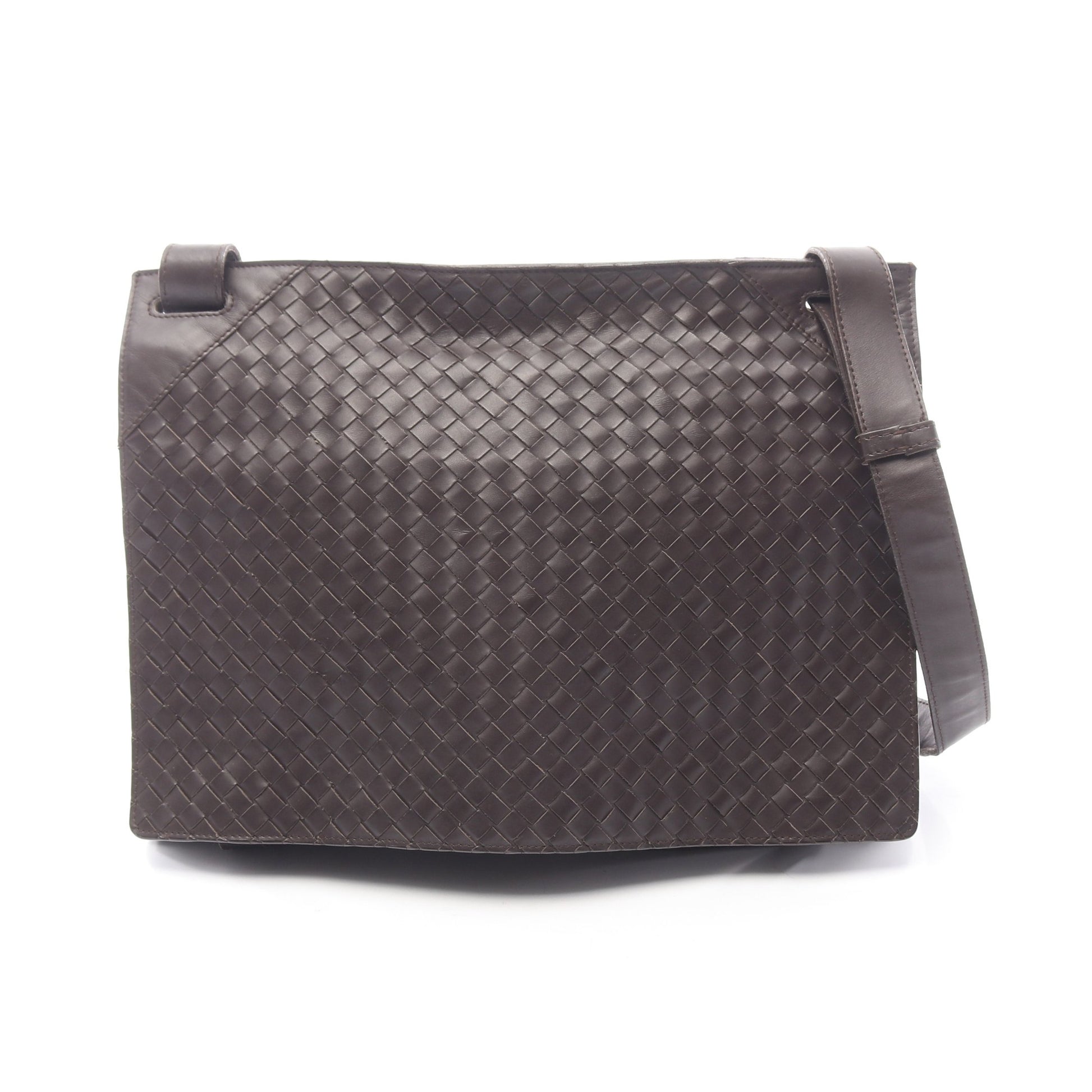 イントレチャート メッセンジャーバッグ ショルダーバッグ レザー ダークブラウン ボッテガヴェネタ バッグ BOTTEGA VENETA