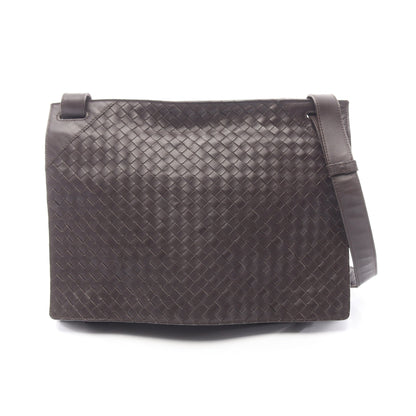 イントレチャート メッセンジャーバッグ ショルダーバッグ レザー ダークブラウン ボッテガヴェネタ バッグ BOTTEGA VENETA