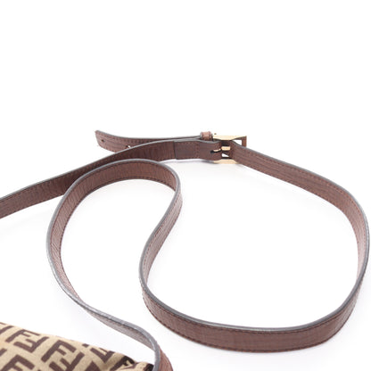 ズッキーノ ショルダーバッグ キャンバス レザー ベージュ ダークブラウン フェンディ バッグ FENDI