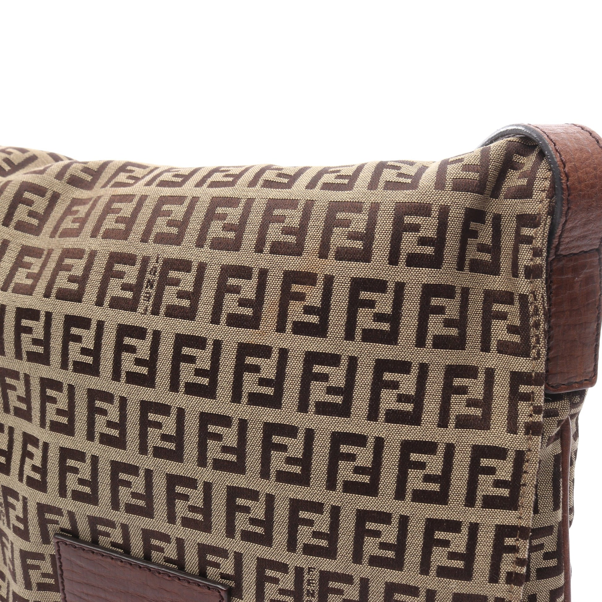 ズッキーノ ショルダーバッグ キャンバス レザー ベージュ ダークブラウン フェンディ バッグ FENDI