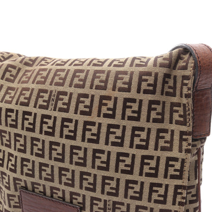 ズッキーノ ショルダーバッグ キャンバス レザー ベージュ ダークブラウン フェンディ バッグ FENDI