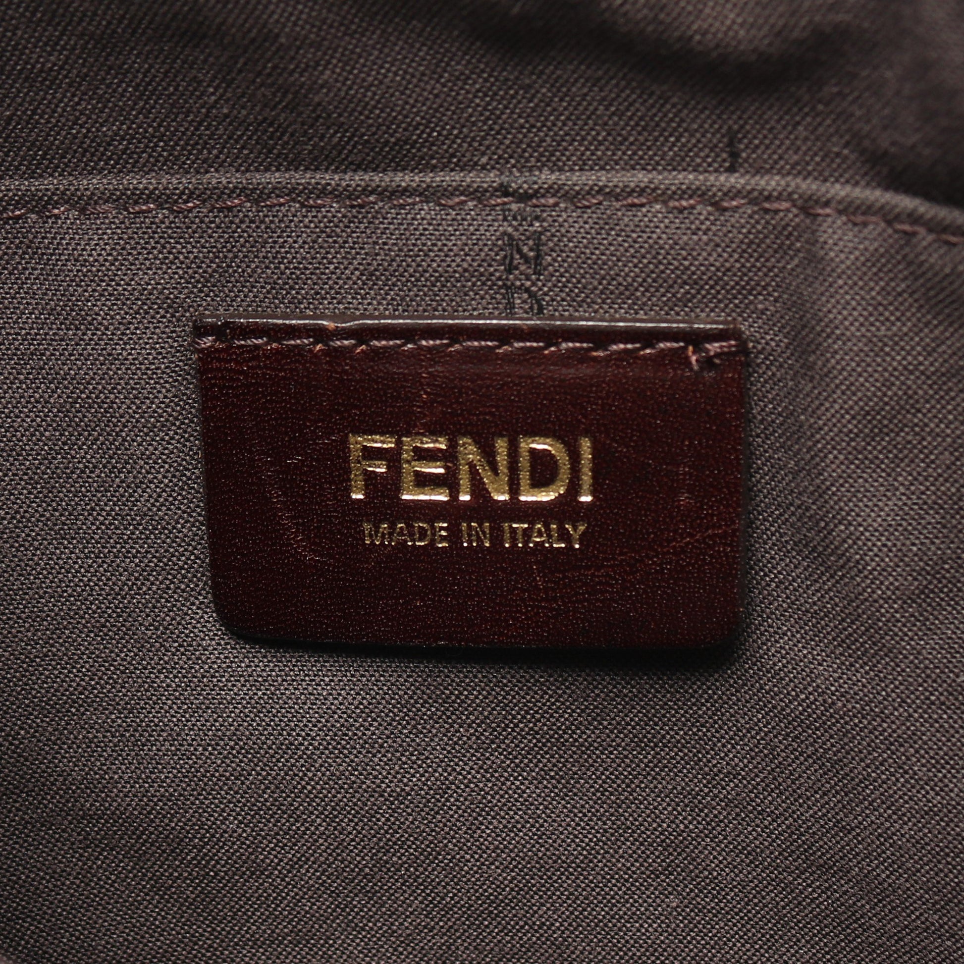 ズッキーノ ショルダーバッグ キャンバス レザー ベージュ ダークブラウン フェンディ バッグ FENDI