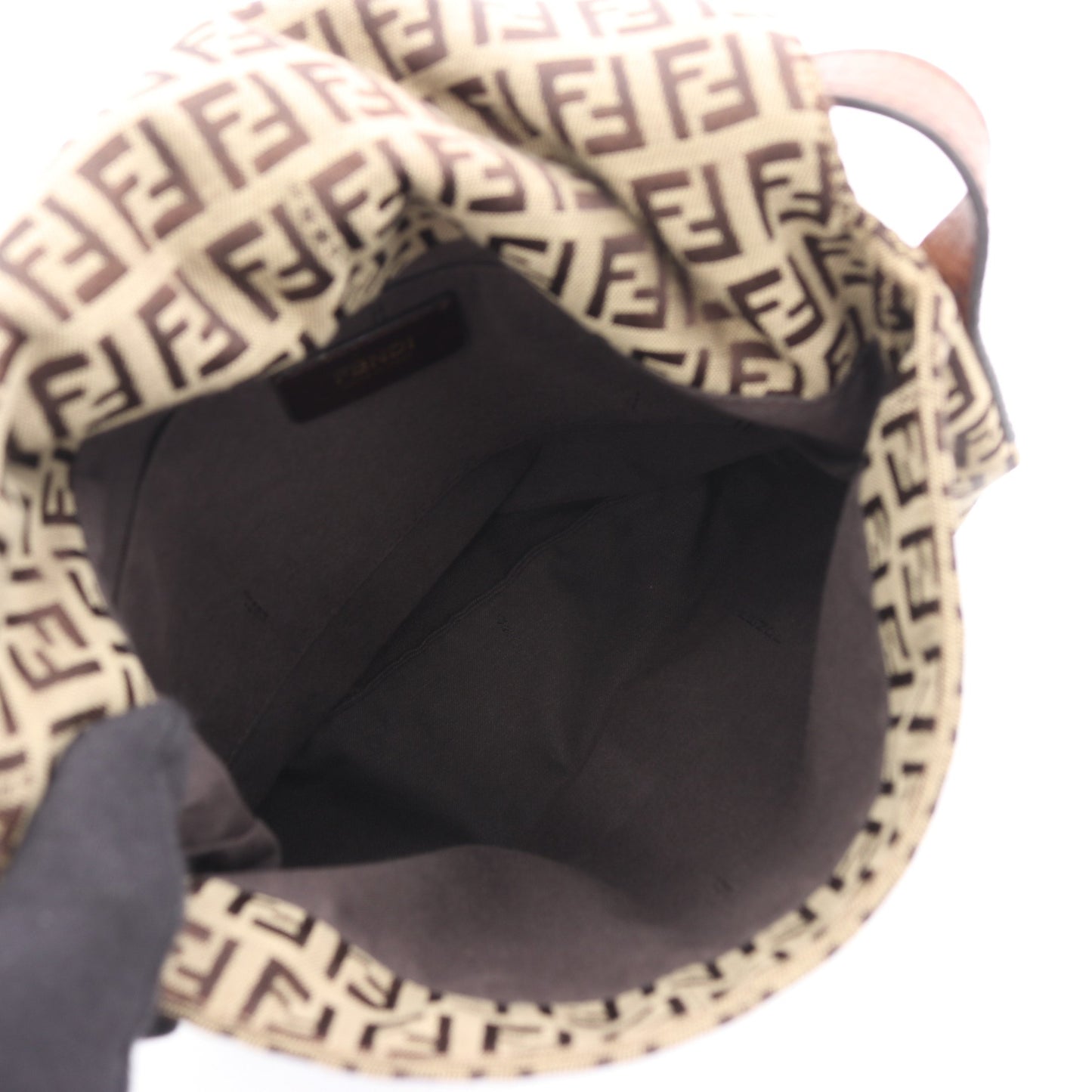 ズッキーノ ショルダーバッグ キャンバス レザー ベージュ ダークブラウン フェンディ バッグ FENDI