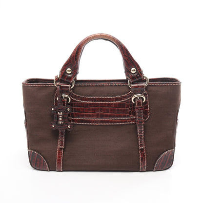 ブギーバッグ クロコ型押し ハンドバッグ キャンバス レザー ブラウン セリーヌ バッグ CELINE