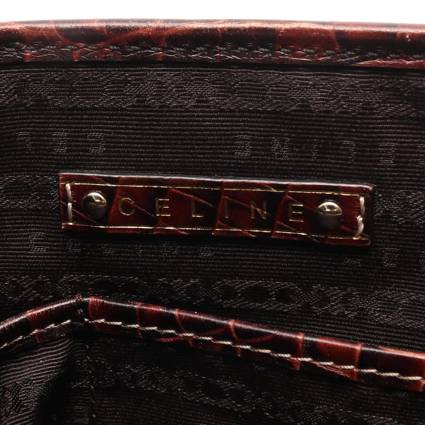 ブギーバッグ クロコ型押し ハンドバッグ キャンバス レザー ブラウン セリーヌ バッグ CELINE
